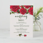 Rode rozen met hartjes Wedding Menu kaart (Staand voorkant)