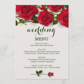 Rode rozen met hartjes Wedding Menu kaart (Voorkant)