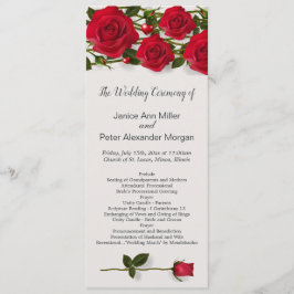 Rode rozen met hartjes Wedding Program Programmakaart