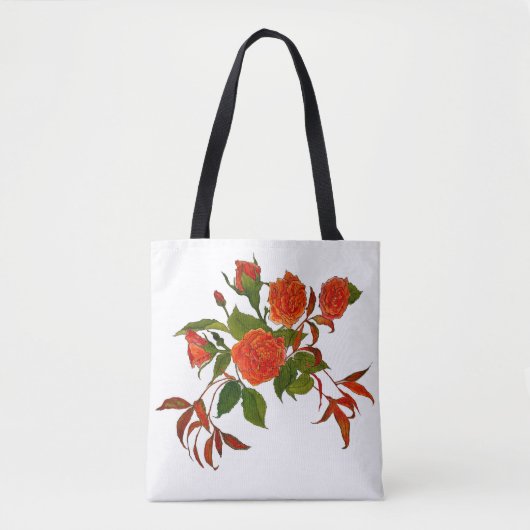 Rode rozen met rode bladeren Canvas tas (Voorkant)