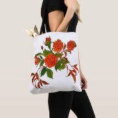 Rode rozen met rode bladeren Canvas tas (Dichtbij)