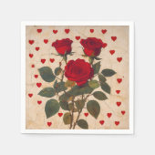 Rode rozen met rode harten Romantisch Servet (Voorkant)