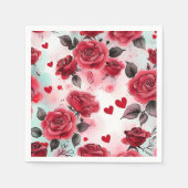 Rode rozen met rode harten Romantisch Servet (Voorkant)