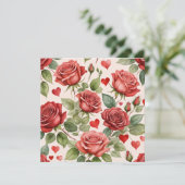 Rode rozen met Valentijn Hearts Patroon Romantisch (Staand voorkant)