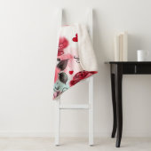 Rode rozen met Valentijn Hearts Patroon Romantisch Sherpa Deken (In situ)