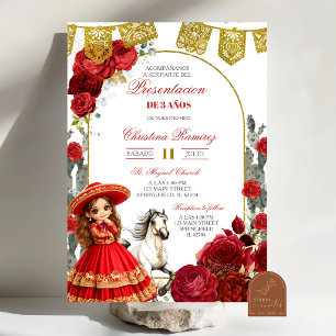 Rode Rozen Mexicaanse Charra Presentatie van 3 Jaa Kaart