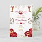 Rode Rozen Mis Quince 15 Anos Gouden Kroon Glitter Kaart (Staand voorkant)