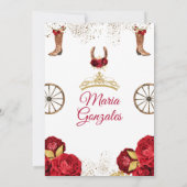 Rode Rozen Mis Quince 15 Anos Gouden Kroon Glitter Kaart (Achterkant)