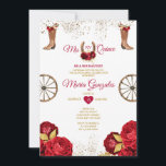 Rode Rozen Mis Quince 15 Anos Gouden Kroon Glitter Kaart<br><div class="desc">Quinceañera Rode Rozen Gouden Kroon Uitnodiging Mis Quince 15 Anos,  16e Verjaardagsfeest</div>