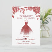 Rode rozen moderne Glitter-jurk zestien Kaart (Staand voorkant)