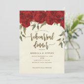 Rode Rozen Moderne repetitie Diner Uitnodiging (Staand voorkant)