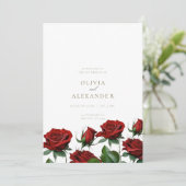 Rode Rozen Moderne Trouw Uitnodiging (Staand voorkant)