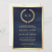 Rode Rozen Monogram Alles in Een Marine Blauwe Huw Kaart (Voorkant)