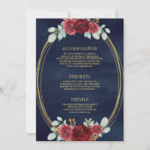 Rode Rozen Monogram Alles in Een Marine Blauwe Huw Kaart (Achterkant)