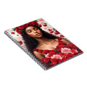 Rode rozen mooie zwarte vrouw kunst notitieboek (Rechterzijde)