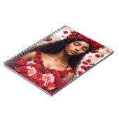 Rode rozen mooie zwarte vrouw kunst notitieboek (Linkerzijde)