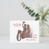 Rode Rozen Motorrijders Huwelijkskaarten en -produ Aankondigingskaart (Staand voorkant)