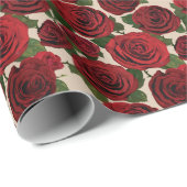 Rode rozen: naadloze bloemachtergrond cadeaupapier (Rol Hoek)