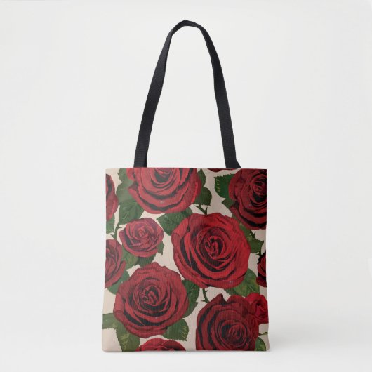 Rode rozen: naadloze bloemachtergrond tote bag (Voorkant)