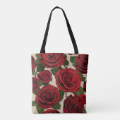 Rode rozen: naadloze bloemachtergrond tote bag (Achterkant)
