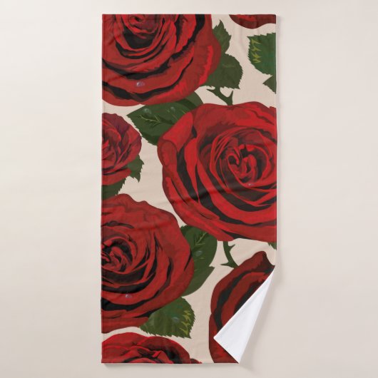 Rode rozen. Naadloze florale achtergrond. Badhanddoek (Badhanddoek)