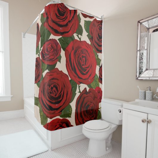 Rode rozen. Naadloze florale achtergrond. Douchegordijn (In situ)