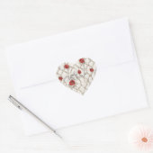 Rode Rozen Nep Hout Bloemige Liefde Hart Sticker (Envelop)