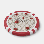 Rode Rozen Nep Hout Bloemige Liefde Poker Chips (Enkel)