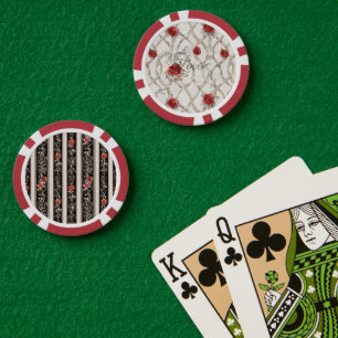 Rode Rozen Nep Hout Bloemige Liefde Poker Chips