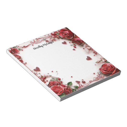 Rode rozen notitieblok (Schuin)