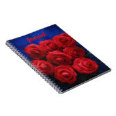 Rode rozen op Blue Personal Flower Journal Notitieboek (Rechterzijde)