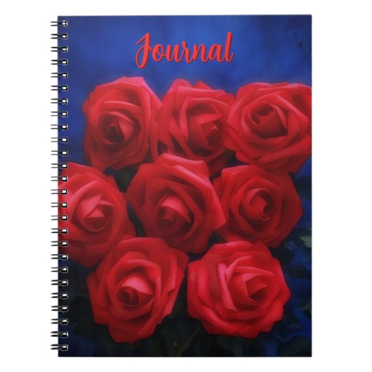 Rode rozen op Blue Personal Flower Journal Notitieboek (Voorkant)