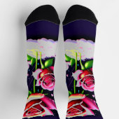 Rode rozen op de cloud en vlinder op donkerblauw sokken (Top)