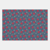 Rode rozen op donkerblauw oversized calico inpakpapier vel (Voorkant 2)