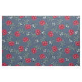 Rode rozen op Dusky Blue Calico Stof (Fat Quarter)