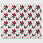 Rode rozen op een polka stipachtergrond. cadeaupapier (Vlak)