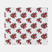 Rode rozen op een polka stipachtergrond. fleece deken (Voorkant (Horizontaal))