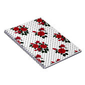 Rode rozen op een polka stipachtergrond. notitieboek (Rechterzijde)