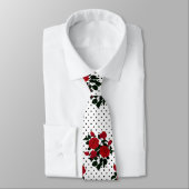 Rode rozen op een polka stipachtergrond. stropdas (Gebonden)
