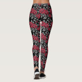 Rode Rozen Op Een Zwarte Achtergrond Leggings (Achterkant)