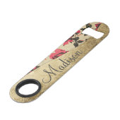 Rode Rozen op Faux Gold Monogram Speed Flessenopener (Voorkant Gekanteld)
