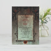  rode rozen op gotische zwarte draperie kaart (Staand voorkant)