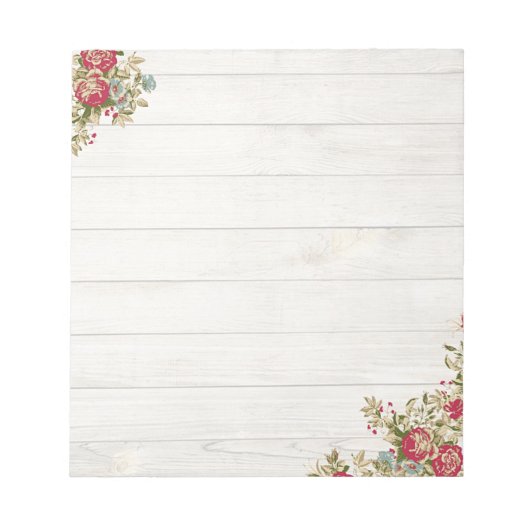 Rode rozen op hout notitieblok (Voorkant)