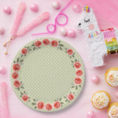 Rode rozen op Limoen en witte Stippen Papieren Bordje (Feest)