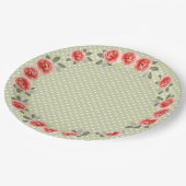 Rode rozen op Limoen en witte Stippen Papieren Bordje (Gekanteld)