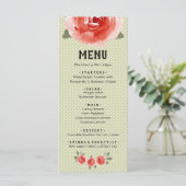 Rode rozen op Limoen & witte Stippen Menu Kaarten (Staand voorkant)