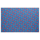 Rode rozen op middelgrote blauwe oversized Calico Stof (Yard (91,4 cm))