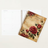 Rode rozen op oud perkament planner (Display)