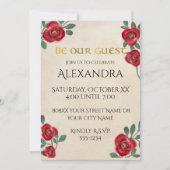 Rode rozen op perkamentpapier kaart (Voorkant)