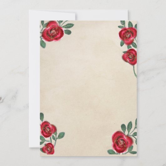 Rode rozen op perkamentpapier kaart (Achterkant)